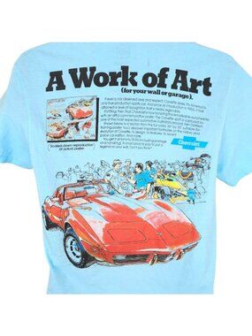 Corvette T Shirt Mens Size Medium Blue A Work Of Art Sports Car General Motors
